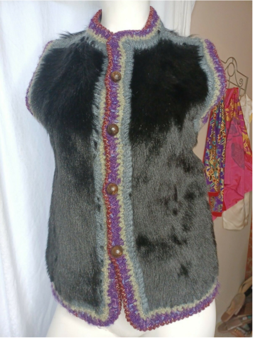 Millis Fur Suede Wool Vest Unique